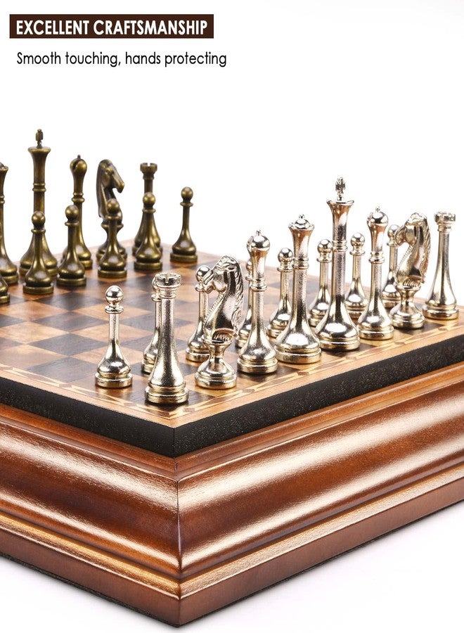 AMEROUS 14 inches Wooden Chess Set with Metal Chess Pieces / 2.5'' King/Storage for Chessmen/Gift Package/Instructions/Classic Board Game - Image 3